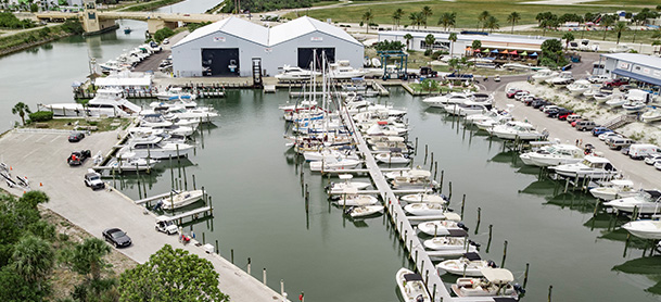Ariel view of a MarinaMax Marina 