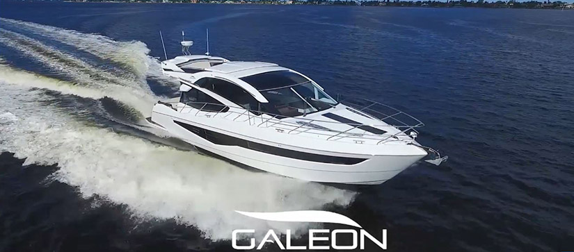 A Galeon yacht cruises through the water